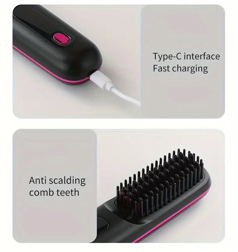 Portable Hair Straightener Brush Antiscald Hair Cordless Hair Straightener Brush