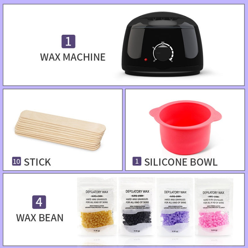 Waxing Kit Wax Heater Warmer Pot Machine Depilatory Wax Beans Body Hair Removal