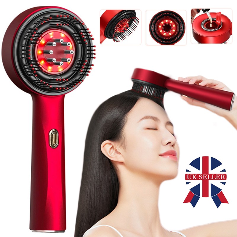 Electric Scalp Massage Comb Hair Growth Red Light Therapy Brush Head Massager UK