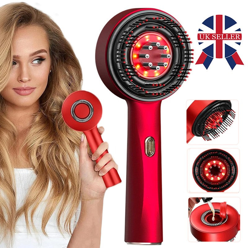 Electric Scalp Massage Comb Hair Growth Red Light Therapy Brush Head Massager UK